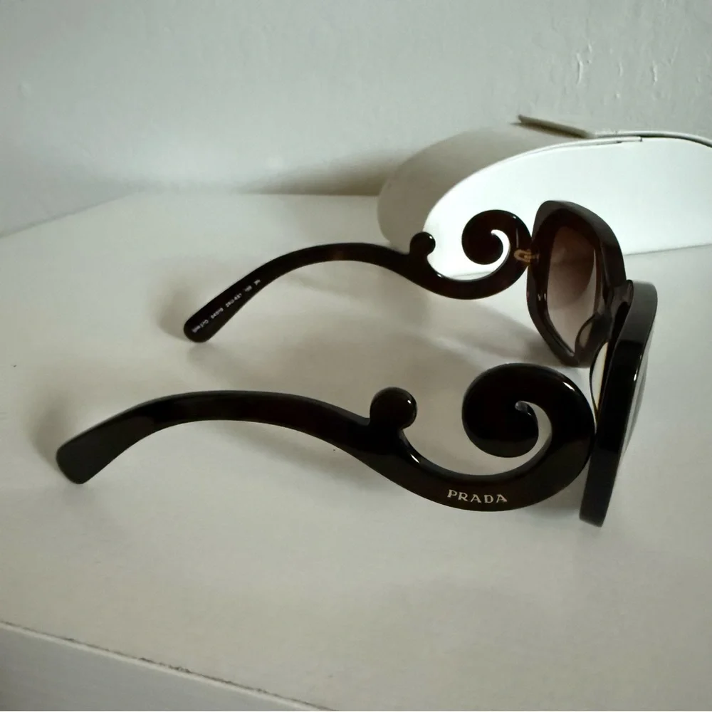 Prada SPR 27O Black Sculptural Swirl Arm Sunglasses Italy - Picture 2 of 14